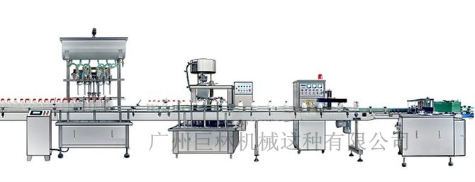 直列式裝機(jī)、自動(dòng)鎖蓋機(jī)、鋁箔封口、糨糊貼標(biāo)灌裝線(xiàn) 